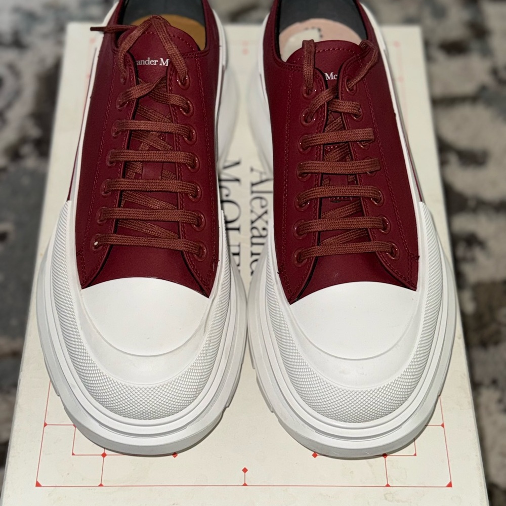 Alexander McQueen Burgundy and White Men's Sneakers